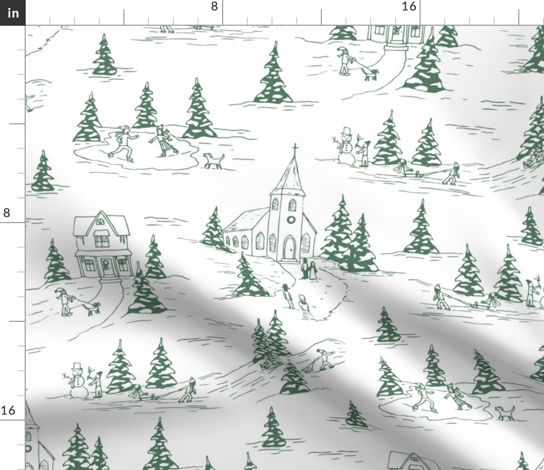 winter fun holiday toile - green - regular scale