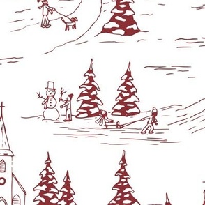 winter fun holiday toile - red - regular scale