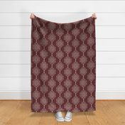 Rustic dark red and soft white brushed mandala burst - boho geometric - medium