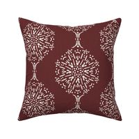 Rustic dark red and soft white brushed mandala burst - boho geometric - medium