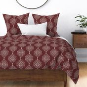 Rustic dark red and soft white brushed mandala burst - boho geometric - medium