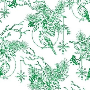Christmas Green Toile Ornament Small Scale