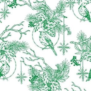 Christmas Green Toile Ornament Regular Scale