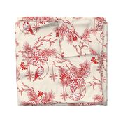 Christmas Red Toile Ornament - Beige Large Scale