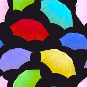 Rainbow umbrellas on black 
