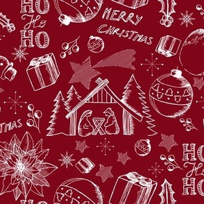 Red xmas toile
