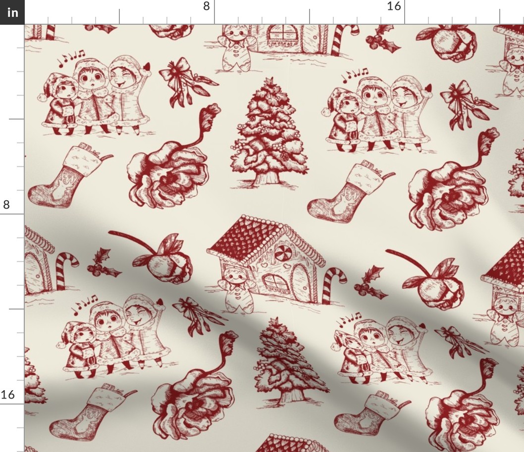 Toile De Jouy Christmas in Red