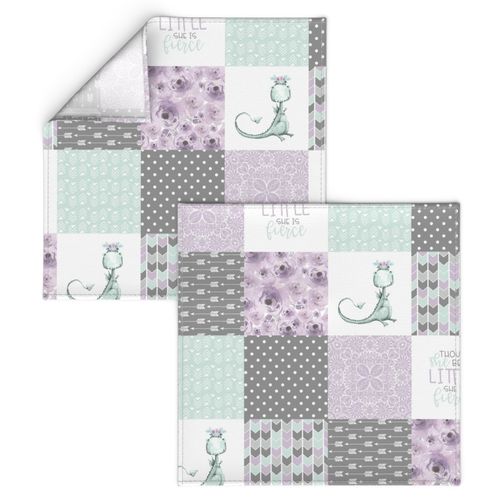 Little & Fierce Dragon//Lavender&Mint - Wholecloth Cheater Quilt 