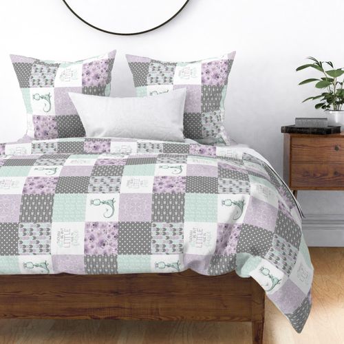 Little & Fierce Dragon//Lavender&Mint - Wholecloth Cheater Quilt  - Rotated