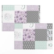 Little & Fierce Dragon//Lavender&Mint - Wholecloth Cheater Quilt  - Rotated