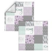 Little & Fierce Dragon//Lavender&Mint - Wholecloth Cheater Quilt  - Rotated