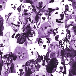 Normal scale // Woof family // realistic watercolor dogs in monochromatic violet