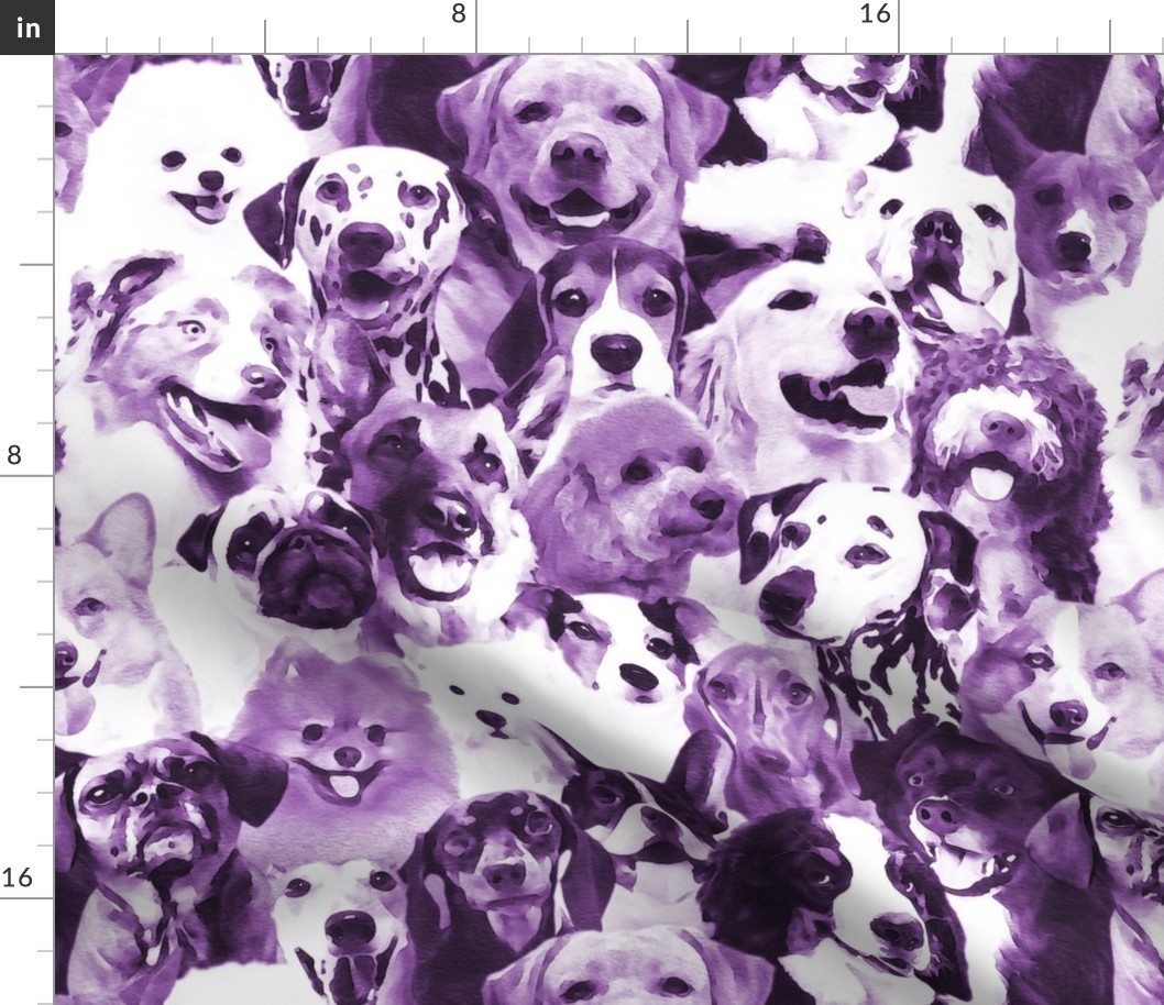 Normal scale // Woof family // realistic watercolor dogs in monochromatic violet