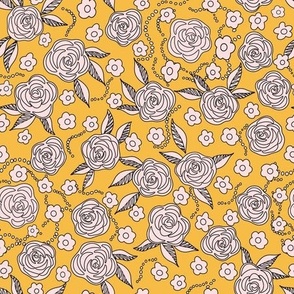 Roses on yellow