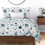 Countryside watercolor floral Calm pastel blue Jumbo Large