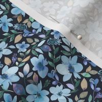  Elegant watercolor floral Winter ark floral Navy Blue Micro
