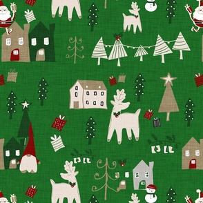 A Happy Christmas Holiday Toile Fabric