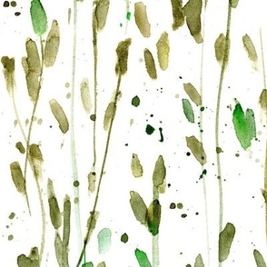 Khaki whimsical brush strokes forest - watercolor loose branches - painted splatter leaves trees nature for modern home decor a568-1