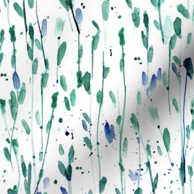 whimsical brush strokes forest - watercolor brush print loose branches - painted splatter leaves trees nature for modern home decor a568-3