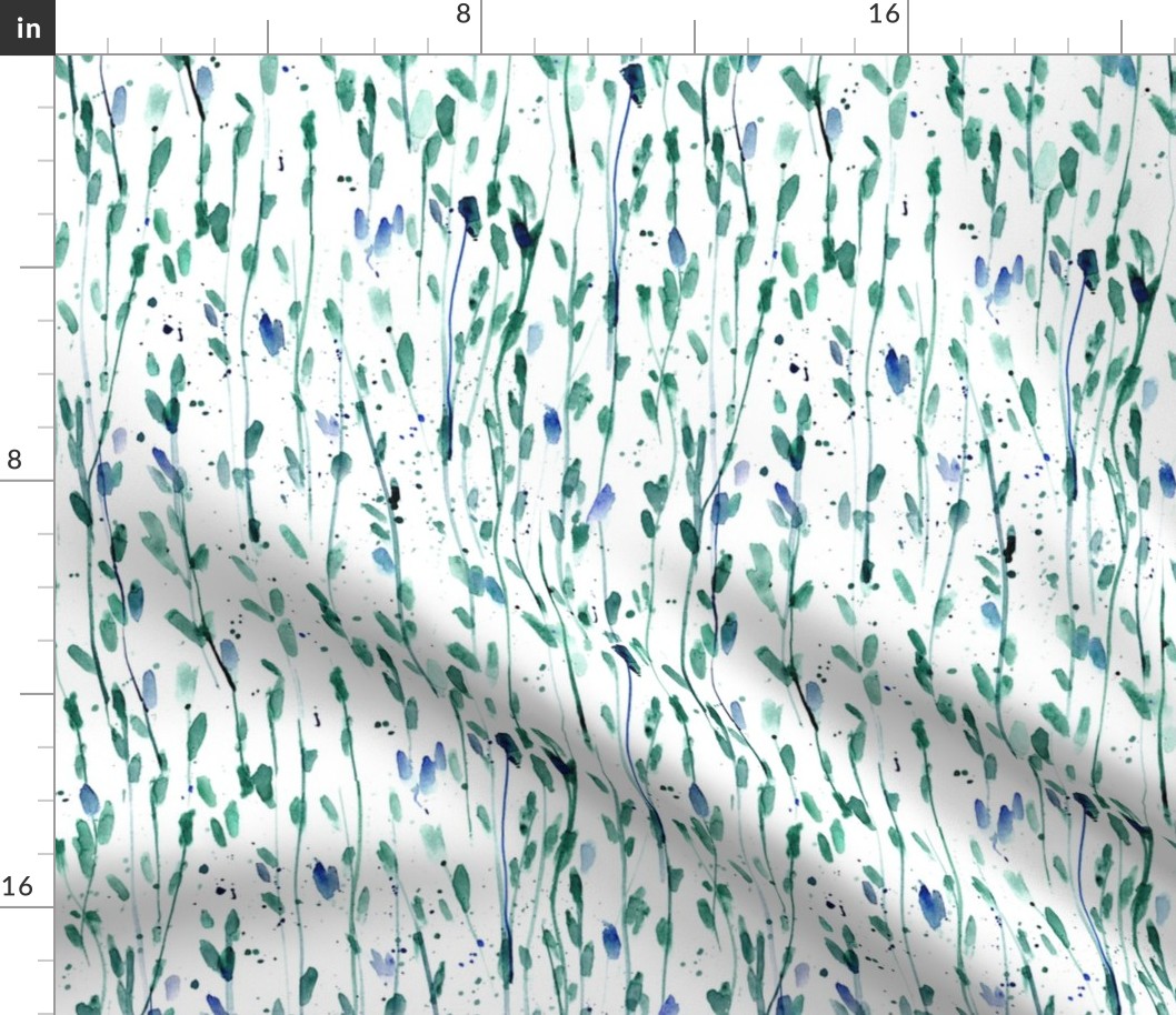 whimsical brush strokes forest - watercolor brush print loose branches - painted splatter leaves trees nature for modern home decor a568-3