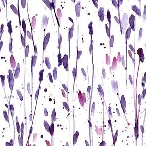 Amethyst whimsical brush strokes forest - watercolor purple loose branches - painted splatter leaves trees nature for modern home decor a568-5