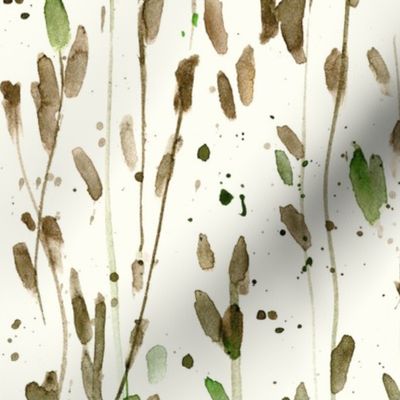 whimsical brush strokes forest - watercolor loose branches - painted splatter leaves trees nature for modern home decor a568-10