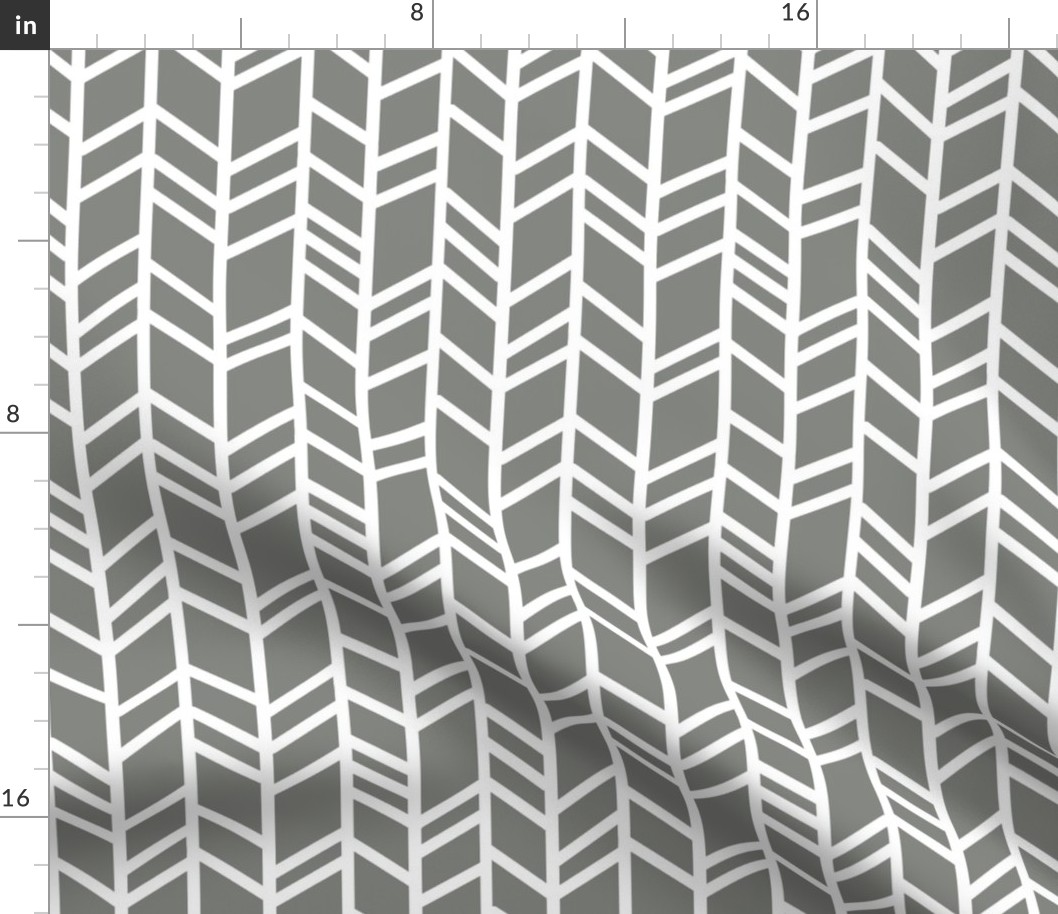 Crazy herringbone- Pewter/white