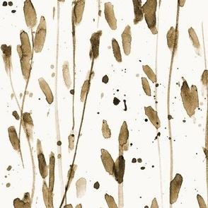 earthy whimsical brush strokes forest - watercolor brown loose branches - painted splatter leaves trees nature for modern home decor a568-14