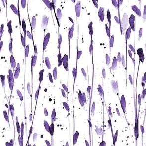 Amethyst whimsical brush strokes forest - watercolor purple loose branches - painted splatter leaves trees nature for modern home decor a568-18