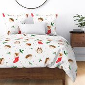 Christmas hedgehog White Red Jumbo Large GrandmillennialHolidayBedding