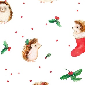 Christmas hedgehog White Red Jumbo Large GrandmillennialHolidayBedding