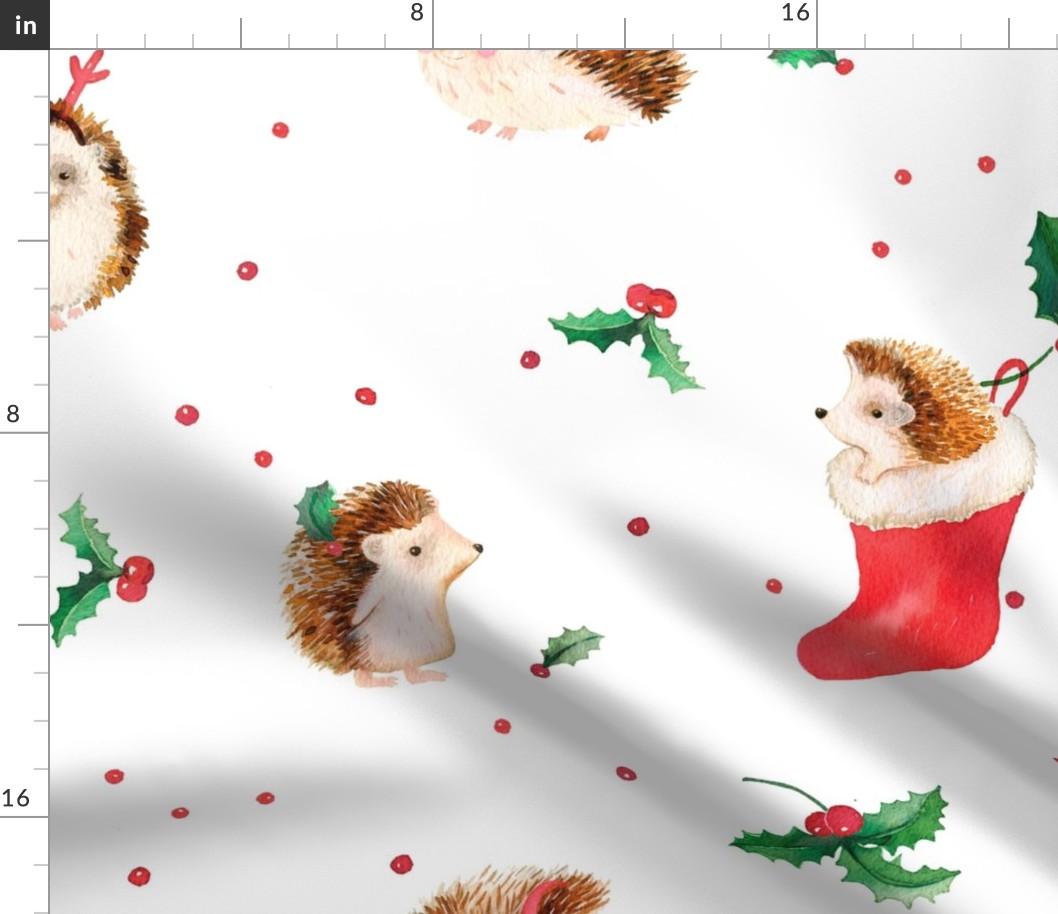 Christmas hedgehog White Red Jumbo Large GrandmillennialHolidayBedding