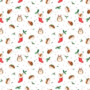 Christmas hedgehog White Red Small