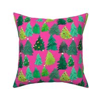 Colorful Christmas Trees // Hot Pink (Medium Scale)