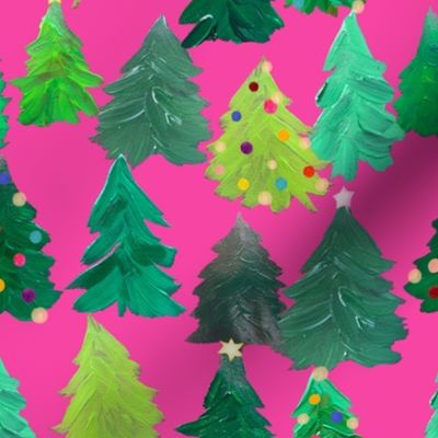 Colorful Christmas Trees // Hot Pink (Medium Scale)
