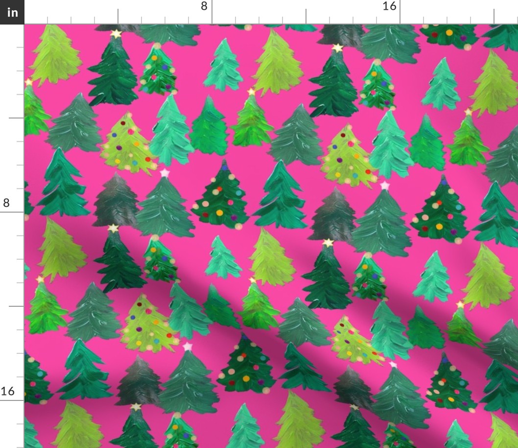 Colorful Christmas Trees // Hot Pink (Medium Scale)