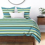 Large Summer Stripe- honey dew, jade, sea glass, navy-ch