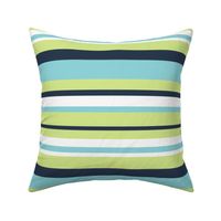 Large Summer Stripe- lime, navy, turquoise 