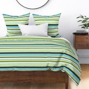 Large Summer Stripe- lime, navy, turquoise 