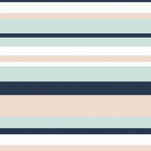 Summer Stripe-  sea glass, navy, blush