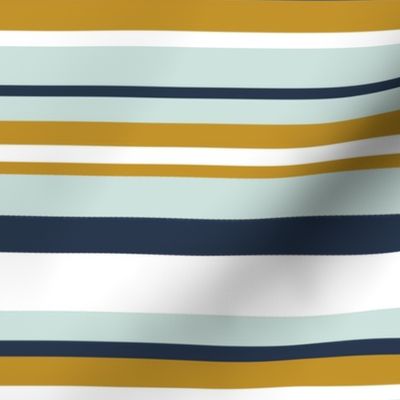 Summer Stripe- sea glass, navy, mustard, white