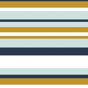 Summer Stripe- sea glass, navy, mustard, white