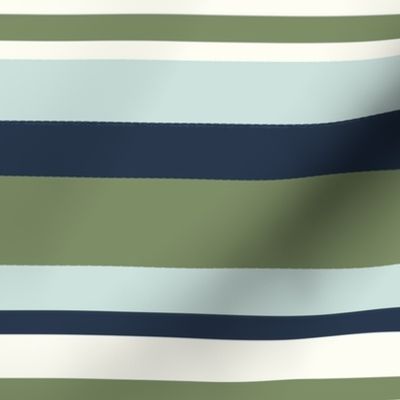 Large Summer Stripe- sea glass, navy, green