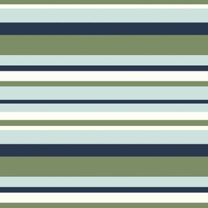 Large Summer Stripe- sea glass, navy, green