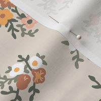 70s floral in neutral beige vintage retro