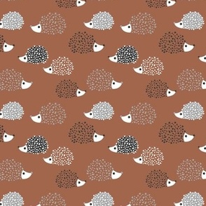 Scandinavian sweet hedgehog illustration for kids gender neutral rust clay sienna gray white SMALL 