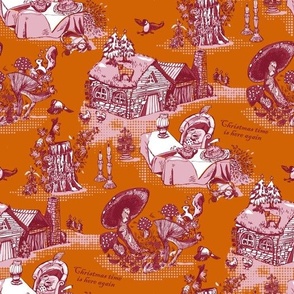 Christmas toile de jouy orange