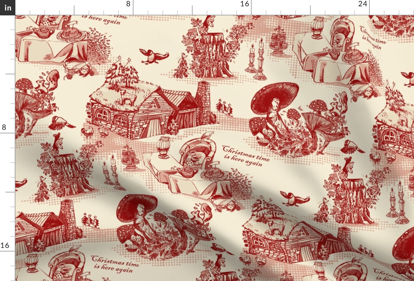 Christmas toile de jouy red