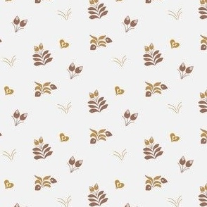 Small brown Folk flowers on off-white