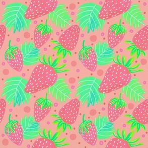 Fun Strawberries Pattern - Coral And Pink
